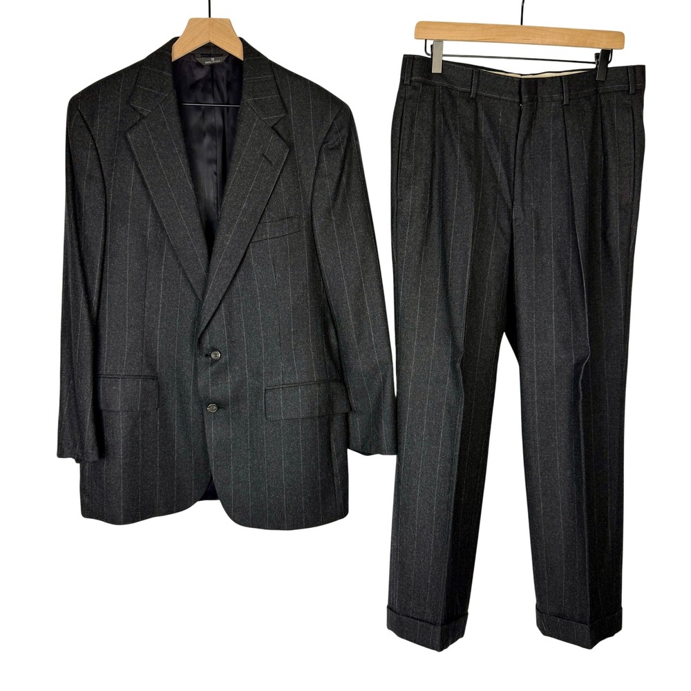 Ralph Lauren Polo University Club 2pc Suit Mens 42R 32x28 Charcoal Gray Wool Vtg